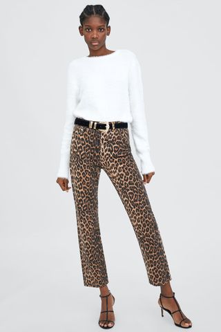 Zara + Animal Print Jeans