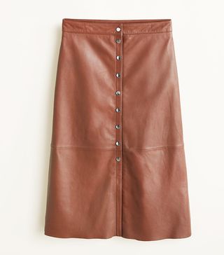 Mango + Buttons Leather Skirt