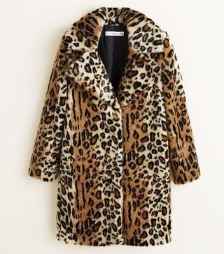Mango + Leopard Faux-Fur Coat