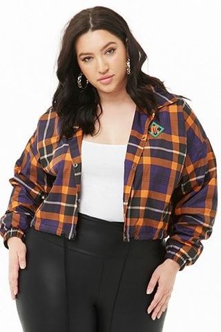 Forever 21 + Plaid Cropped Windbreaker