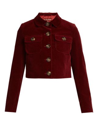 AlexaChung + Cropped Cotton Corduroy Jacket