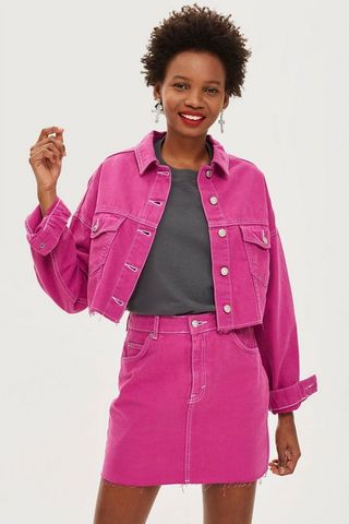 Topshop + Purple Denim Jacket
