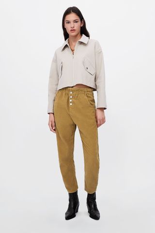 Zara + Cropped Textured Weave Jacket
