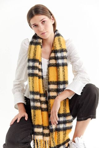 Urban Outffiters + Cozy Plaid Blanket Scarf