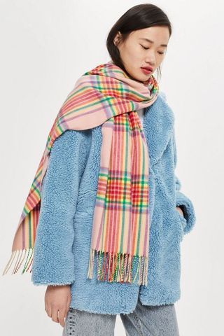 Topshop + Lightweight Rainbow Checked Scarf