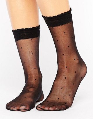 ASOS Design + Sheer Dotty Ankle Socks