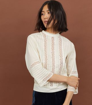 H&M + Cotton Blouse With Lace