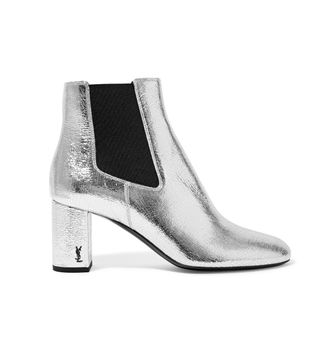 Saint Laurent + Loulou Metallic Textured-Leather Ankle Boots