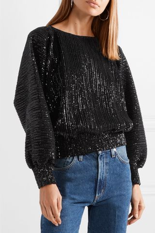 RtA Denim + Pippa Sequined Stretch-Tulle Top