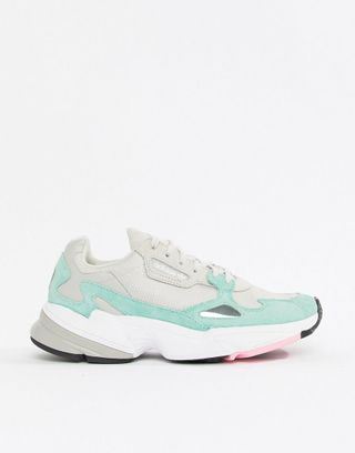 Adidas Originals + Falcon Sneakers in Gray and Mint