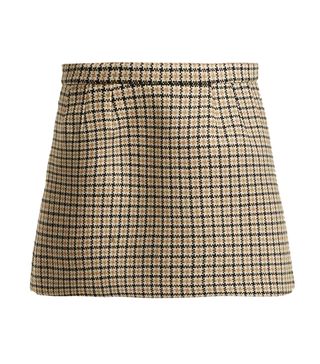 Red Valentino + Houndstooth Wool Blend Mini Skirt