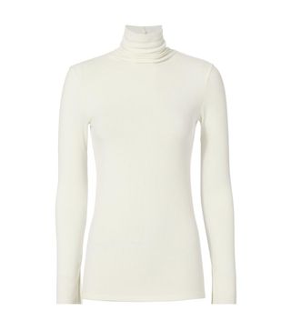 Enza Costa + Ribbed Fitted Turtleneck Top