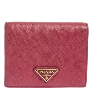 Prada + Pink Saffiano Lux Leather Small Compact Wallet