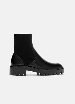 Zara + Flat Plastic Ankle Boots