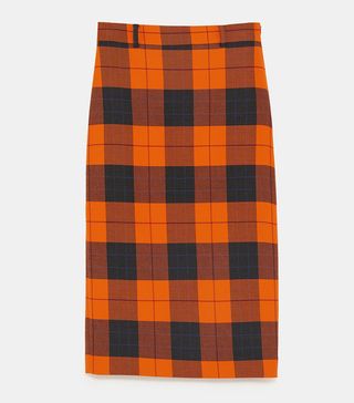 Zara + Check Pencil Skirt