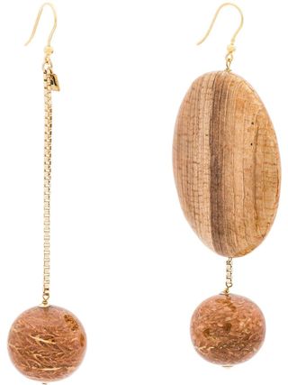 Rosantica + Brown Bambu Asymmetric Wood Earrings