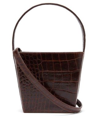 Staud + Edie Crocodile Effect Leather Bucket Bag