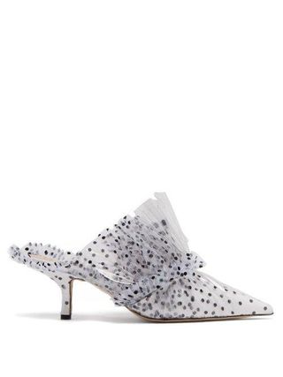 Midnight + Polka Dot Tulle and PVC Mules