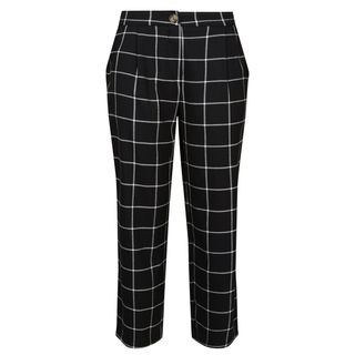 New Look + Black Grid Check Cropped Trousers