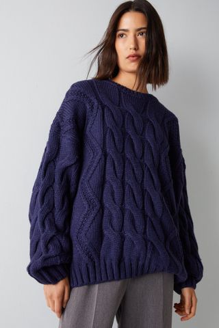 Warehouse + Cable Knit Oversized Jumper