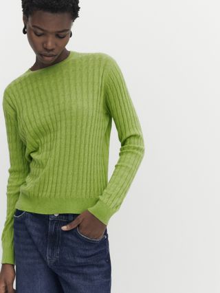 Massimo Dutti + Crew Neck Cable-Knit Sweater