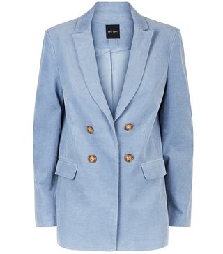 New Look + Blue Double Breasted Corduroy Blazer