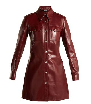 Calvin Klein + Leather Button-Through Shirtdress