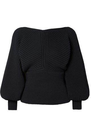 Rosetta Getty + Wrap-Effect Ribbed-Knit Sweater