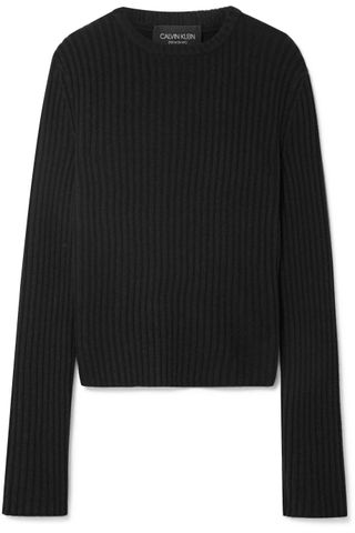 Calvin Klein 205 W39 NYC + Striped Ribbed Wool-Blend Sweater
