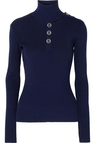 Dion Lee + Cutout Ribbed Stretch-Knit Turtleneck Sweater