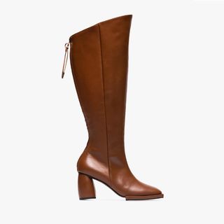Reike Nen + Brown Square Toe 90 Leather Knee High Boots