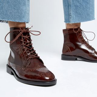 ASOS + Aliance Leather Lace-Up Brogue Boots