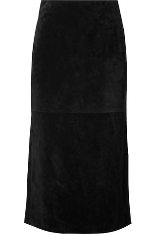 Saint Laurent + Suede Midi Skirt