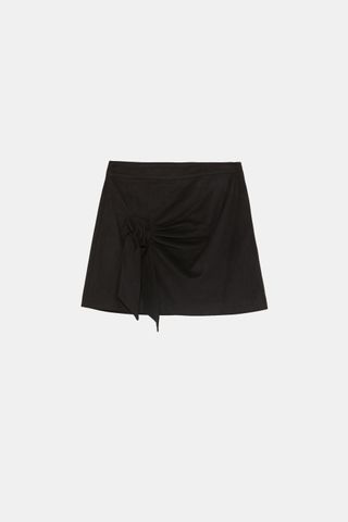 Zara + Faux-Suede Skirt With Knot