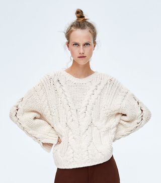 Zara + Braided Cable Knit Sweater