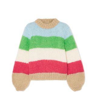 Ganni + Julliard Striped Mohair and Wool-Blend Sweater