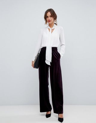 Y.A.S + High-Waisted Velvet Trousers