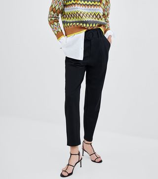 Zara + Pants With Belt and Buckle
