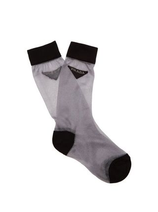 Prada + Semi Sheer Logo Socks
