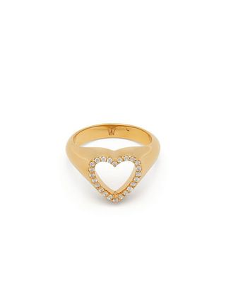 Theodora Warre + Heart Gold Plated Sterling Silver Pinky Ring