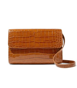 By Far + Cross-Over Croc-Effect Leather Shoulder Bag