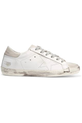 Golden Goose + Superstar Distressed Leather and Suede Sneakers
