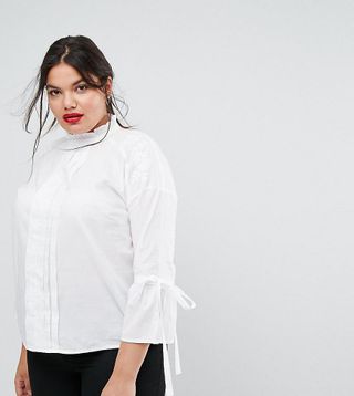 Simply Be + High Neck Bow Detail Blouse