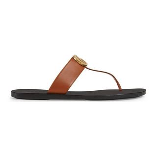 Gucci + Leather Thong Sandals With Double G