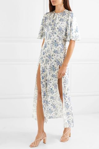 Les Rêveries + Floral-Print Silk-Satin Maxi Dress