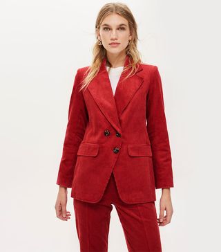 Topshop + Corduroy Double Breasted Blazer