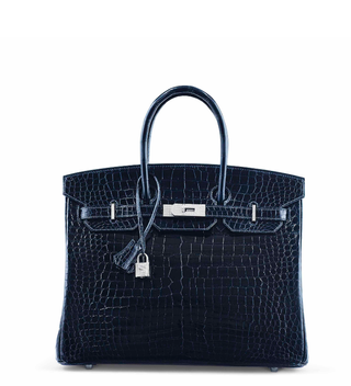 Hermès + Shiny Bleu Marine Crocodile Bag