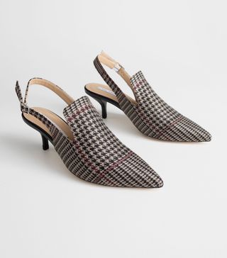 & Other Stories + Houndstooth Slingback Kitten Heels