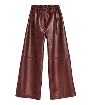Topshop Boutique + Leather Wide-Leg Trousers