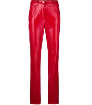 Alberta Ferretti + Slim Fit Faux-Leather Trousers